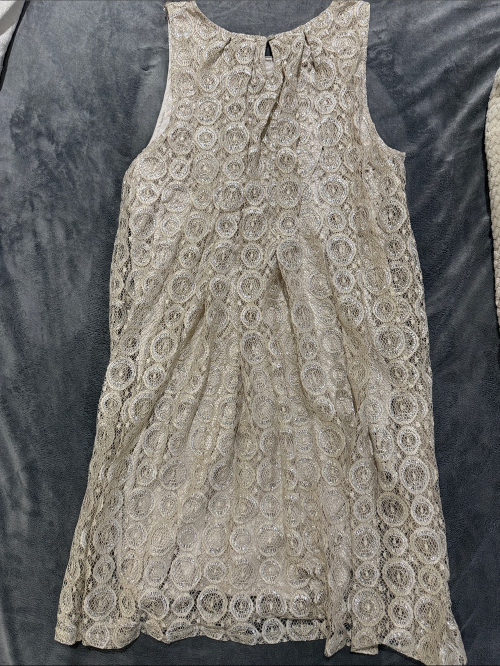 Alfani Girls Champagne Lace Sequin Neckline Dress - Picture 4 of 4